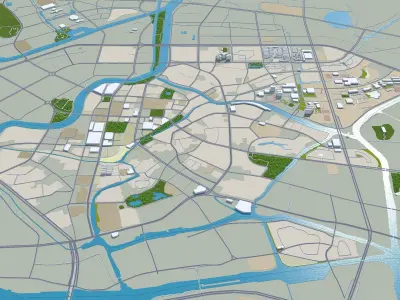 Huzhou Zhejiang China 50km Low-poly 3D model
