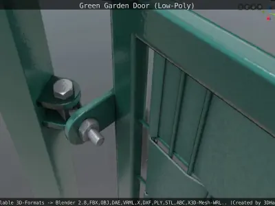 Green Rigged Garden Door - Low-Poly Low-poly 3D model