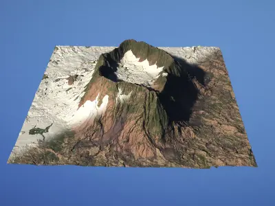 Landscape Environment Volcano Snow 01 Low-poly 3D model