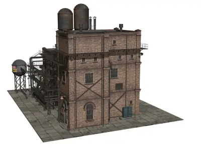 old industrial building  Low-poly 3D model