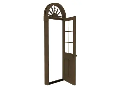 Victorian glass door with toplight Free low-poly 3D model
