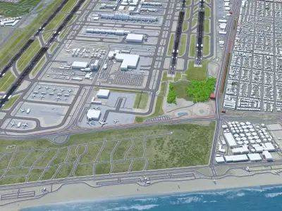 Los Angeles Airport 8km Low-poly 3D model