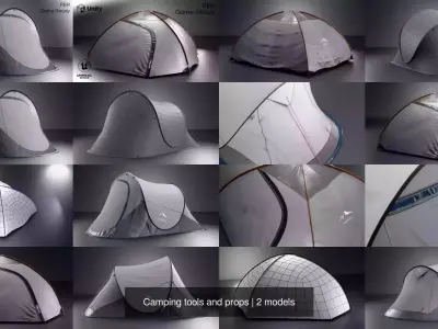 Camping tools and props 3D Model Pack