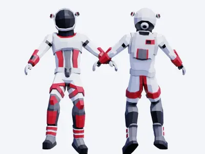 Astronauts Pack - Animated and Rigged Low-poly 3D model
