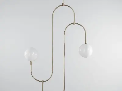 VETTO gold pendant light with two balls hanging from it 3D model