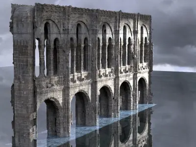 Gothic pillars halls Victorian Christmas Theme 3D model