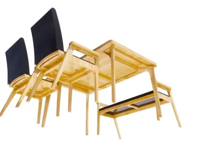 Dining set 4 seat 3D model get