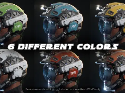 Sci-Fi Explorer Helmet - Customizable Game-Ready Low-poly 3D model