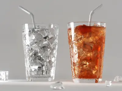 Glass with liquid and droplets 3D model