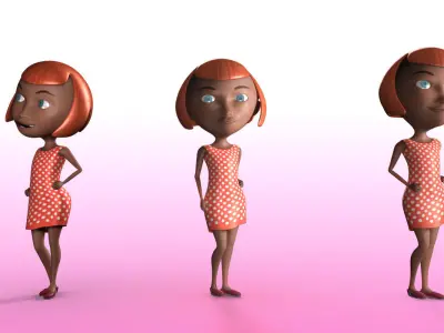 Little Girl Rigged Low-poly 3D model