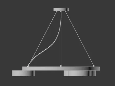 Gold Led Ring Chandelier 3D model