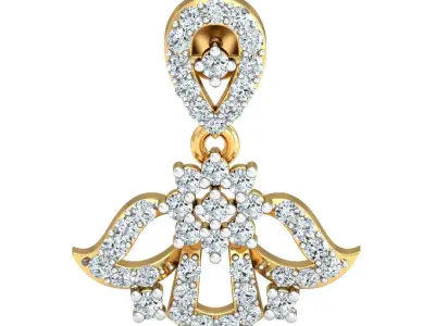 Yellow gold diamond earring-P2 E-10 3D print model
