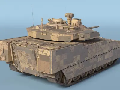  Dirty Armored Tank Vehicle Sand Camouflage 