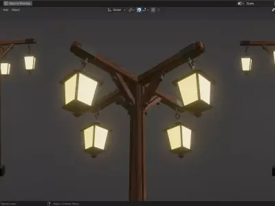 Basic Lamp Post - 4 Sided -  3D model