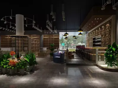 Business Restaurant - Coffee - Banquet  105 3D model