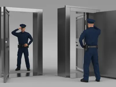  Security Guard with Bank Vault 