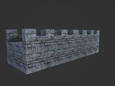 medieval city wall Low-poly 3D model