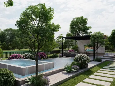 3D Exterior Scene 3D model design garden and landscape 3D 3D model 9