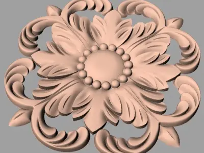 Furniture decoration round flower 3D STL model for CNC E886 3D model