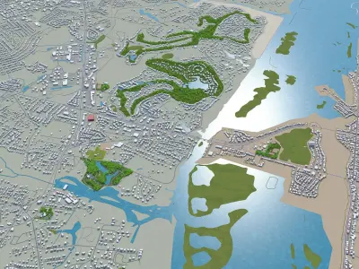 Wilmington North Carolina USA 25km Low-poly 3D model