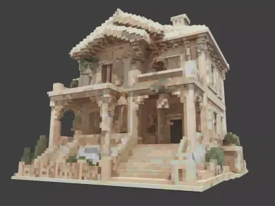 Abandoned Classic Voxel House Low-poly 3D model