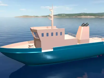 Low Poly Marine Supply Vessel Ship Model 3 Low-poly 3D model