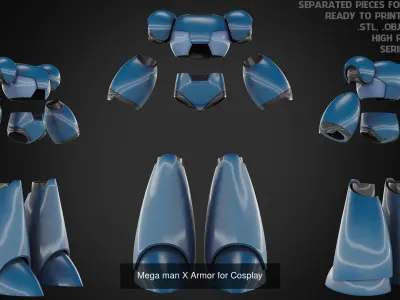 Mega man X Full Armor and Blaster for Cosplay 3D Model Pack