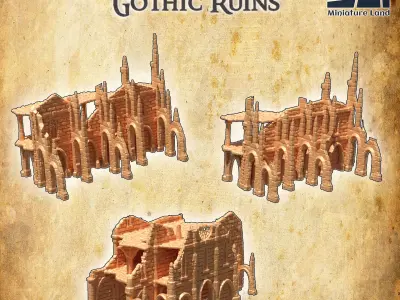 Modular Gothic Ruins  Tabletop Terrain 28 mm 3D print model
