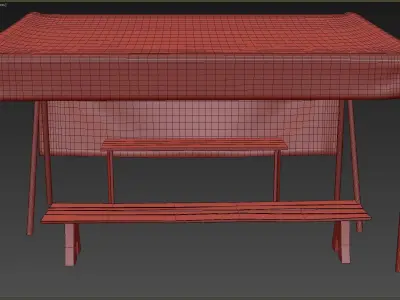 Market Stall Cotton Low-poly 3D model