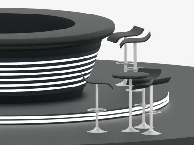 Cartoon Sci-Fi Pub Bar And Stools 3D model