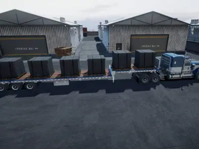 80s Semitruck dropdeck trailer unity asset Low-poly 3D model