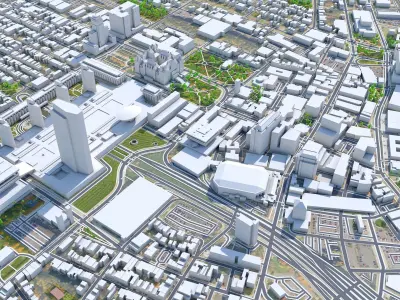 Albany Downtown in New York USA Low-poly 3D model