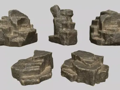 Rock Set Low-poly 3D model 34