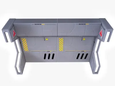 Sci-Fi Modular Wall Low Poly Low-poly 3D model