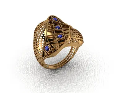 ring 4 pieces drawing 3d rihone drawing ring rings ring 3D print model