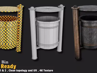 Trash Bin  Game Ready VOL01 Low-poly 3D model