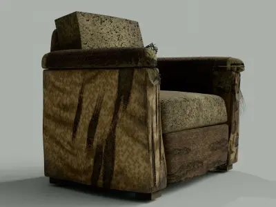  broken chair Low-poly 3D model