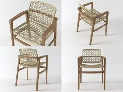 chair four rattan chairs 3D model purchase