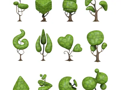 creative tree for game 3d model Low-poly 3D model