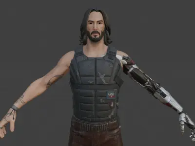 Johnny Silverhand Low-poly 3D model