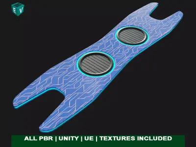 Sci-Fi Hoverboard 1 All PBR Unity UE Textures included Low-poly 3D model