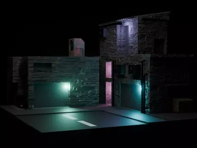 Cyberpunk building Exterior Scene  3D model Low-poly 3D model
