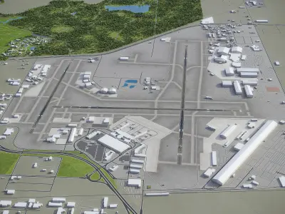 Tulsa Airport Low-poly 3D model