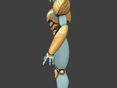 Sci-Fi Alien Warrior Robot Low Poly Game Ready Character Low-poly 3D model