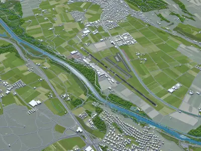 Bern Airport 10km Low-poly 3D model