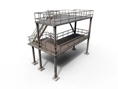 Industrial stair v2 Low-poly 3D model