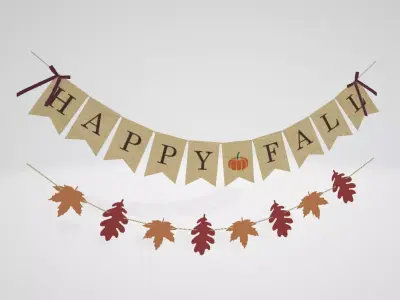 Uniwish Happy Fall Banner Low-poly 3D model