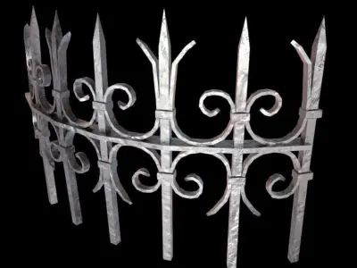 Bent Metal Fence - PBR - Textured Low-poly 3D model