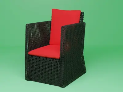 OutDoor Set rattan chair with cushion 3D model