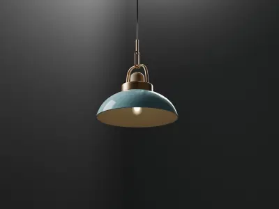 Ceramic Hanging Light with Metal Trim 3D model